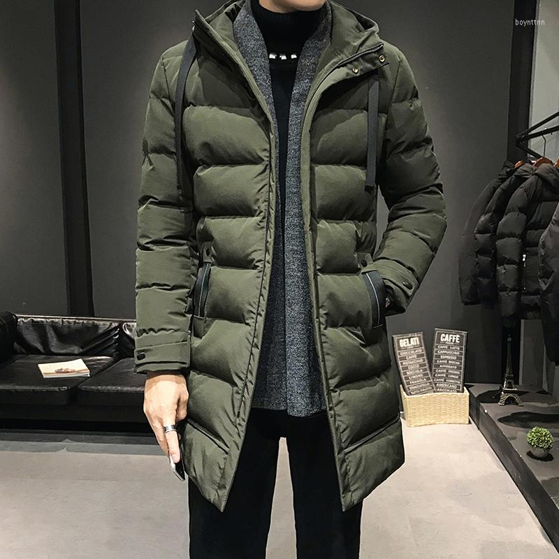 

Men's Down Long Fashion Cotton-padded Jacket Thickened Winter Korean, Gray