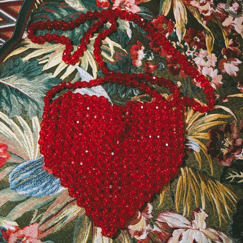 

Evening Bags Women's Bag Heart Shaped Beaded Pearl Women Diamonds Party Wedding Chain Shoulder Purse Clutch, Red