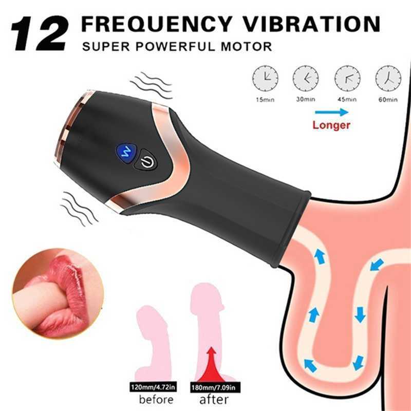 

Sex Toy Massager Male Glans Men Toys Vibrating Masturbation Cup 12 Kinds of Frequency Vibration Silicone, Black