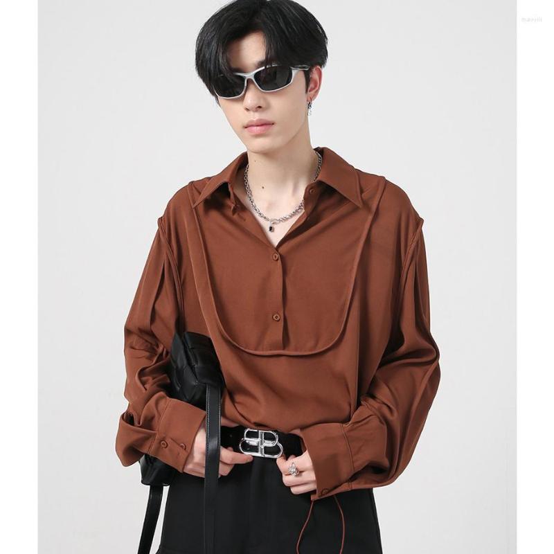 

Men's Casual Shirts Vintage Pullover Design Button Men Black Oversized Korean Fashion Up Blouse Male
