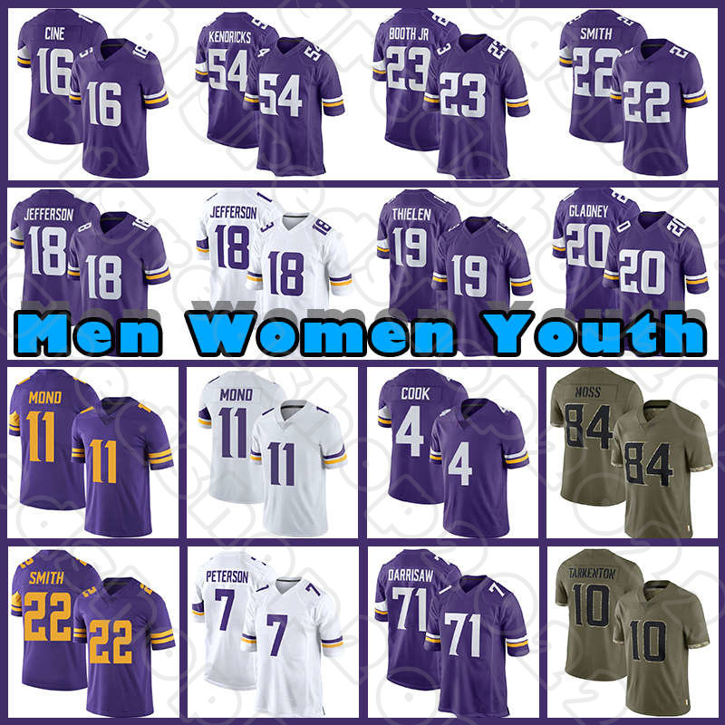 

Justin Jefferson Adam Thielen Football Dalvin Cook Jerseys Kirk Cousins Randy Moss Danielle Hunter Minnesota Vikings Lewis Cine Andrew Booth Jr Harrison Smith, Black
