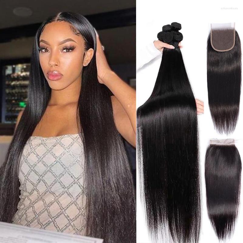 

Human Hair Bulks Bone Strength With Closure 4x4 Brazilian Weave Straight Bundles Wholesale For Business