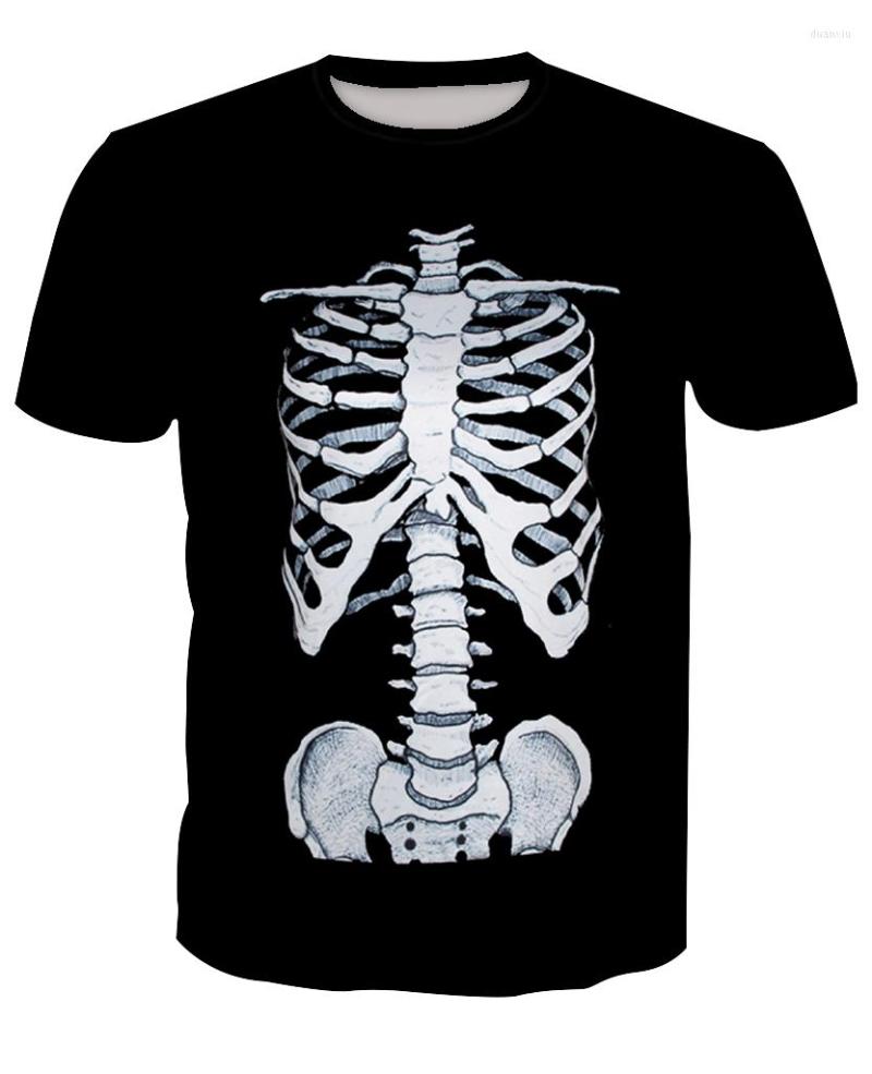 

Men' T Shirts Halloween Black Tshirts White Skeleton Skull Print Short Sleeve Harajuku 3D 8 Patterns  To 3xL