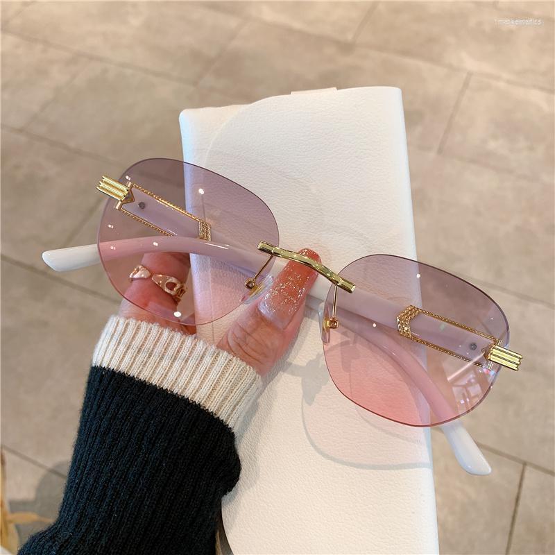 

Sunglasses Fashion Vintage Women Rimless Men Designer Marble Grain Sun Glasses Travel Driving Eyewear UV400SunglassesSunglasses