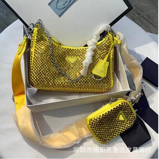 

New Crossbody Bags handbag Fashion bright diamond women's three-in-one underarm new all-match mini Multi Pochette, Green