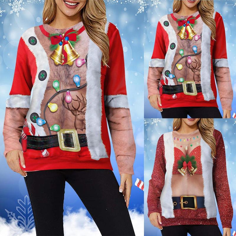 

Women' Hoodies Women Winter Warm Funny Print Long-sleeved Sweatshirt Casual Blouse Pullover Fashionable Design Sweatshirts 8, Red