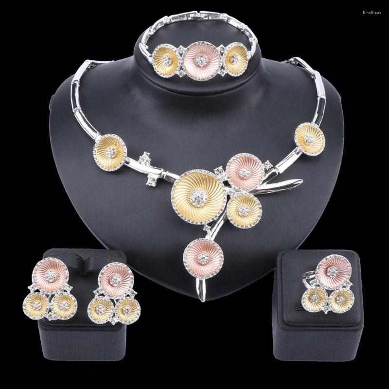 

Necklace Earrings Set Dubai Wedding Morning Glory Silver Bracelet Ring Pendant For Couples Four-piece, Picture shown