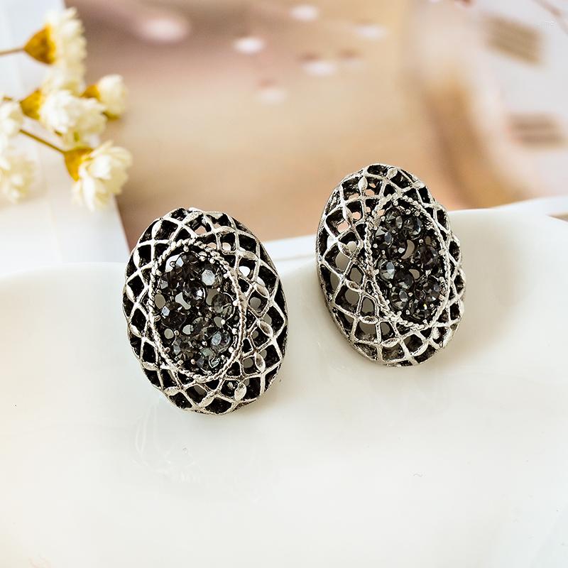 

Stud Earrings Ms Retro Nostalgia Jewelry Earpins Fashionable Woman Simple Nest Basket Black Austrian Crystal