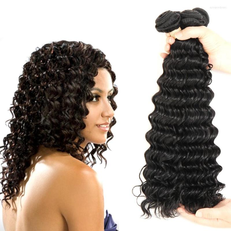 

Human Hair Bulks Deep Wave Bundles For Women Curly Extensions Peruvian Weave