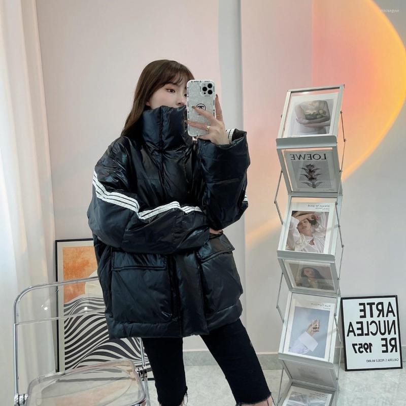 

Women's Trench Coats Black Short Down Jacket Female 2022 Winter Korean Version Loose Fashion Foreign Style Design Sense White Duck