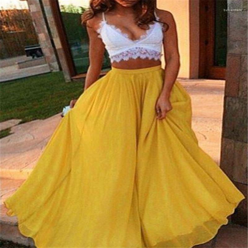 

Skirts Women Long Elastic Waist Pleated Maxi Beach Boho Vintage Summer Faldas Saia, Wine red