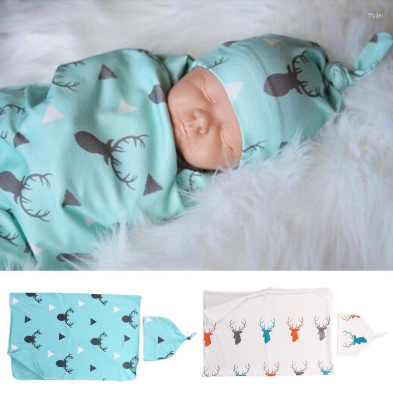 

Blankets & Swaddling 2Pcs/Set Simplicity Elk Pattern Cotton Keep Warm Baby Sleeping Wrap With Beanie Infant Receiving Blanket ProductBlanket, White