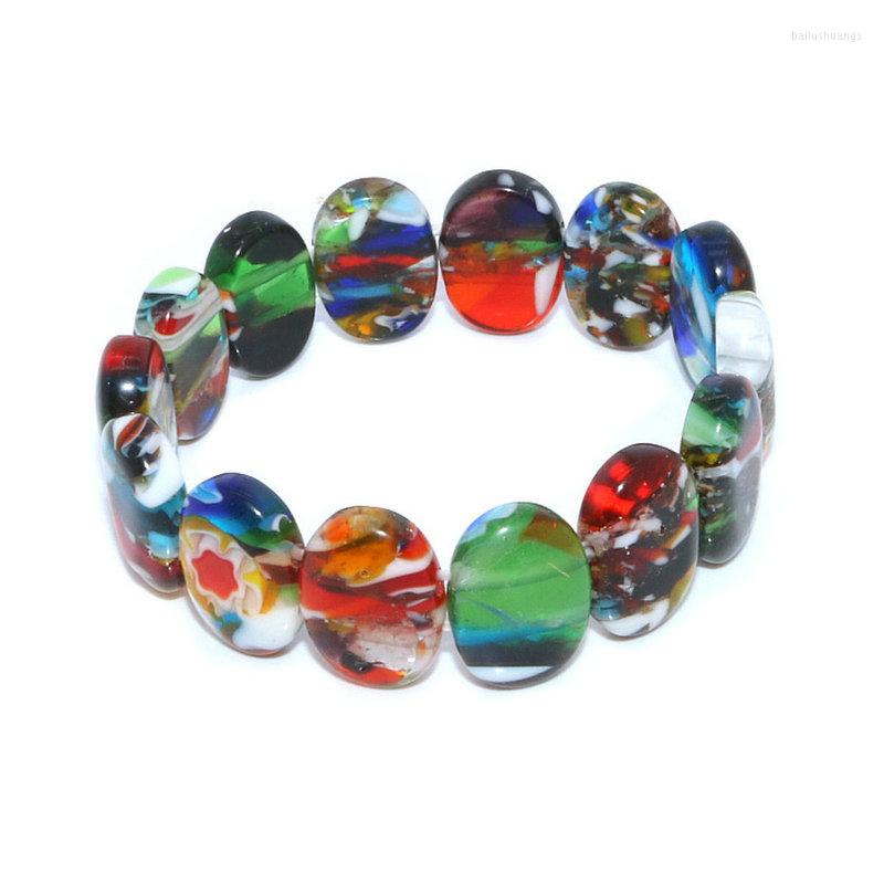 

Strand Ethnic Style 3D Flower Square Glazed Woman Bracelet