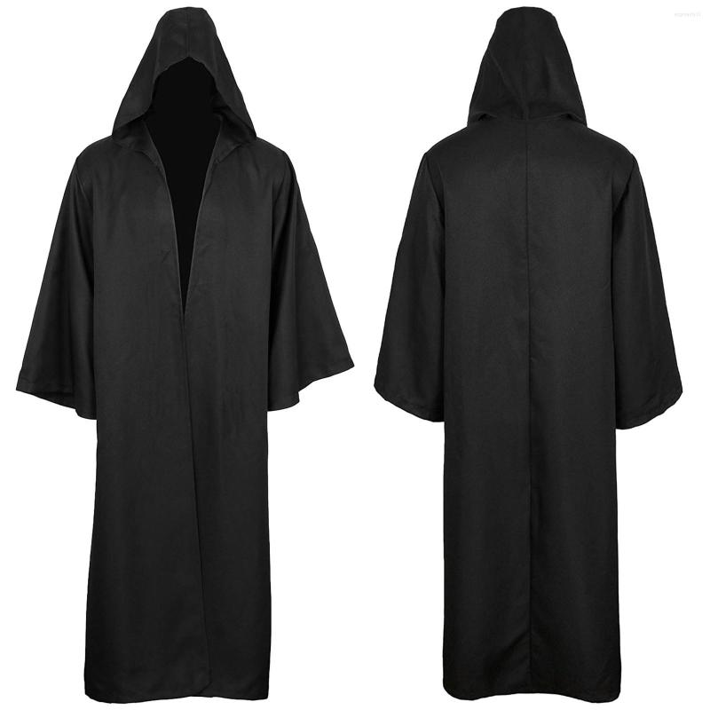 

Coat Fashion Children's Halloween Witch Medieval Dress Up Solid Colors Long Sleeve Hooded Cloak Cape Jackets Costume#p4, Black