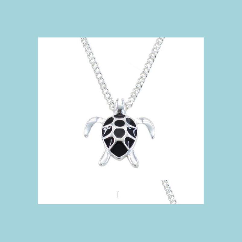 

Pendant Necklaces Fashion Mini Black Enamel Sea Turtle Pendant Necklace Link Chain Animal Wedding Ocean Beach Jewelry Lovely Yydhhome Dhmex