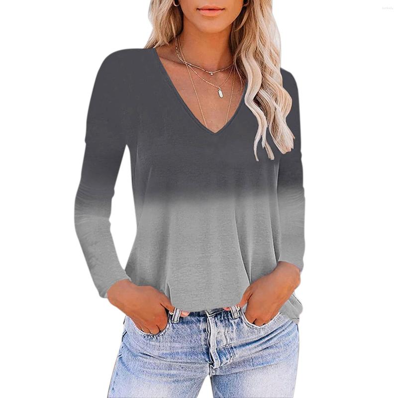 

Women' T Shirts Tops For Womens Casual Summer Floral Long Sleeve V Neck Tee Shirt Printed Flower Loose Side Short, Black