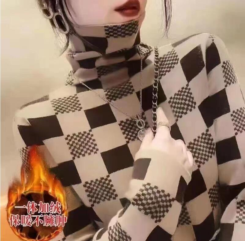 

Women' Sweaters for Luxury Dress Turtleneck Thickened Vintage Letter Basic T-shirt Lady Tee Apple crop top, 06