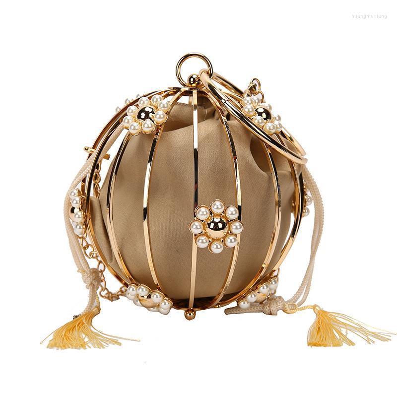 

Evening Bags Rhinestone Spherical Cage Clutch Bag Women Hollow Out Bling Alloy Dinner Purse And Handbag Ladies Round Metal Handle, Picture style
