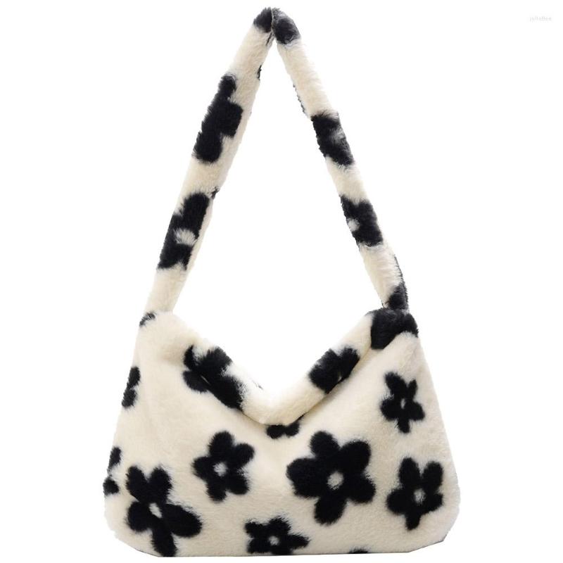 

Evening Bags Women Soft Warm Plush Handbags Fluffy Underarm Zipper Mini Top-handle Faux Fur Shoulder Tote Purse For Ladies, Brown
