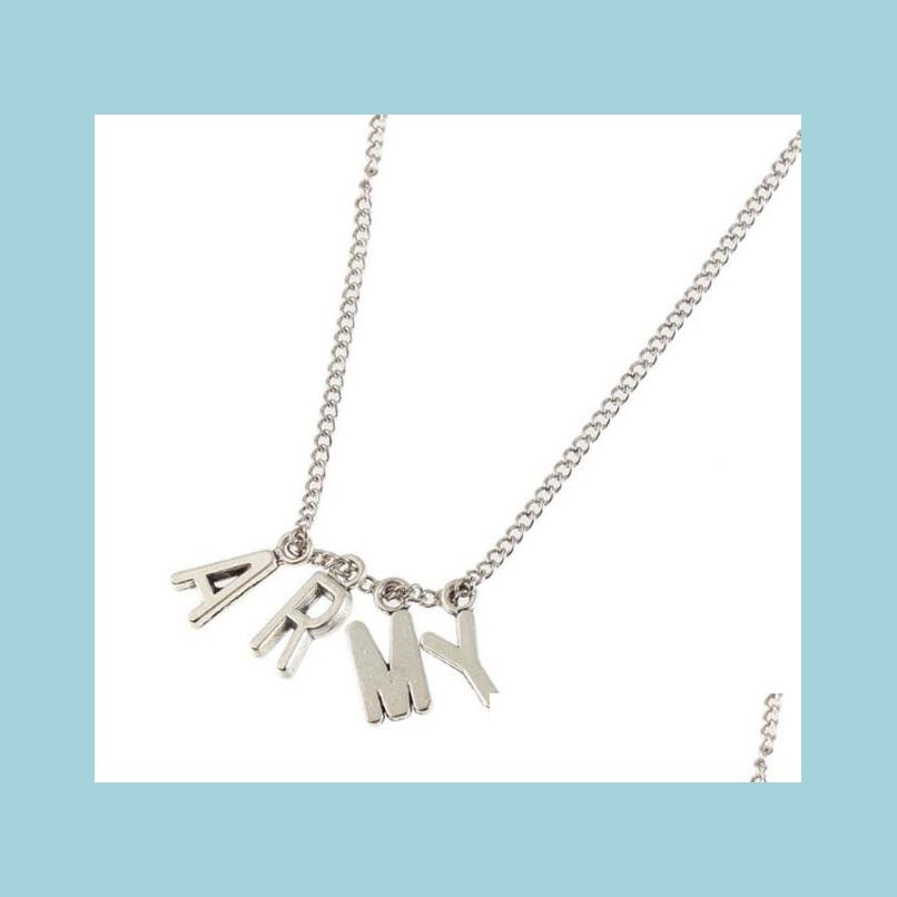 

Pendant Necklaces Bangtan Boys Jimin Pendant Necklace Kpop Fan Jewelry Alloy Fashion Army Letter Necklaces Best-Friend Bij Ffshop2001 Dhcsf