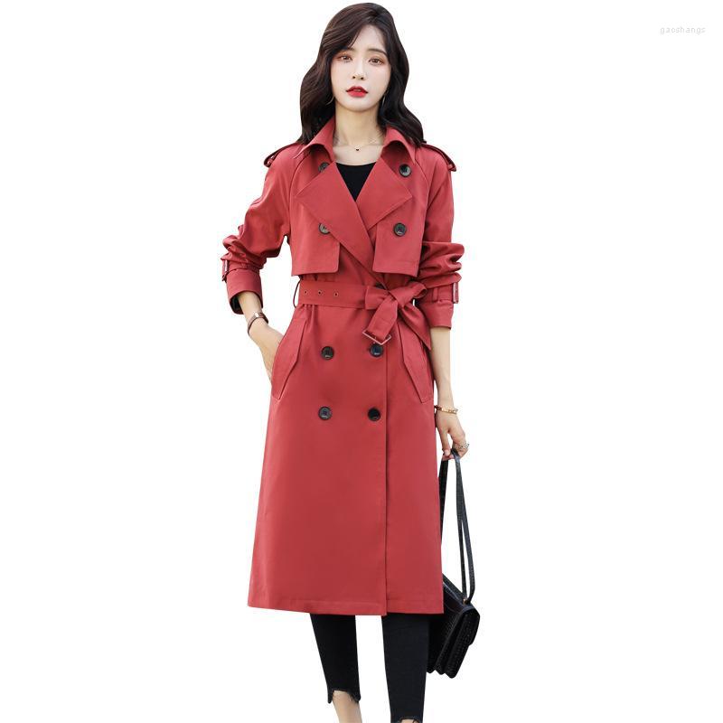 

Women's Trench Coats Fashion Brand Women's Coat Spring Autumn Casual Long Outerwear Clothes For Lady With Belt Windbreaker Female, Army green