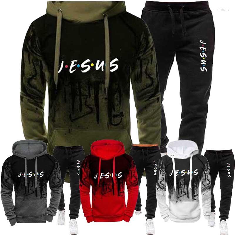 

Men' Hoodies 2022 Tracksuit Men 2 Pieces Set Hooded Sweatshirt Pants Pullover Hoodie Sportwear Suit Ropa Hombre Casual Clothes Size -4XL, Green