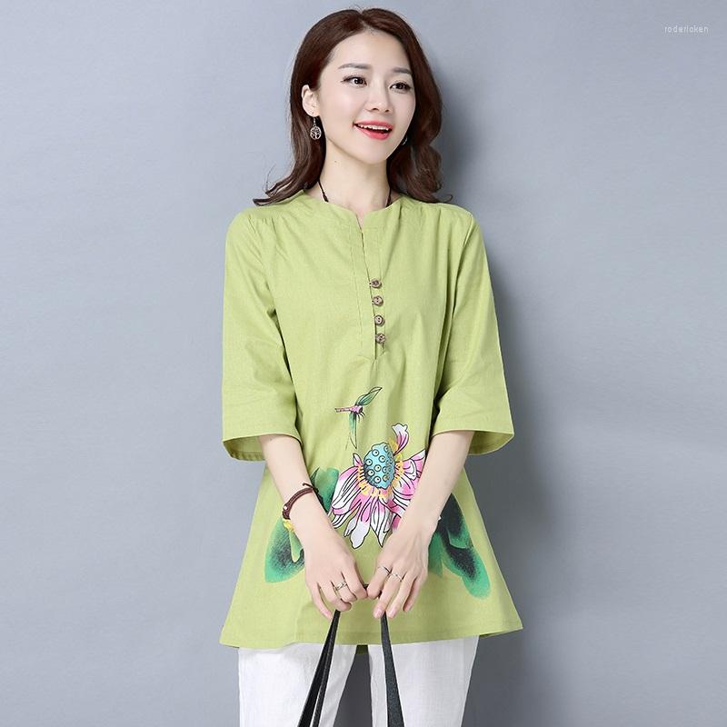 

Ethnic Clothing 2022 Chinese Style Women Flower Embroider Tang Suit Shirts Traditional Qipao Cheongsam Top Blouse For Lady Female 11118