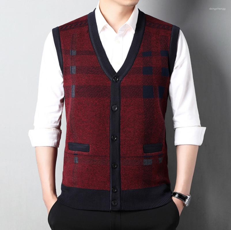 

Men' Vests Middle Aged Elderly Loose Men' Sweater Vest Autumn Winter V-neck, Black