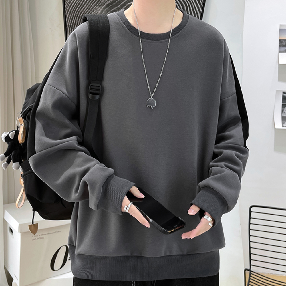 

Crewneck Sweatshirt Men Loose Fit Japan Style Casual Long Sleeve Shirts Oversized Sweatshirt Hip Hop Streetwear Clothes, White