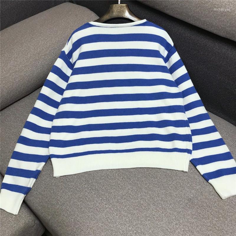 

Women' Sweaters Striped Knitting Top Women Beaded Spliced Red Bowknot Mixed Color Sweater Office Lady Fashion Autumn Winter Korean Pullover, As photo