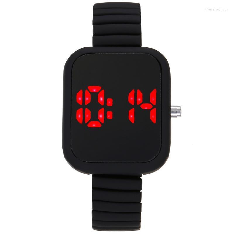 

Wristwatches The Single-Key Led Multi-Color Hand-Rolled Leisure Mori Female Elastic Band Electronic Watch, Brown