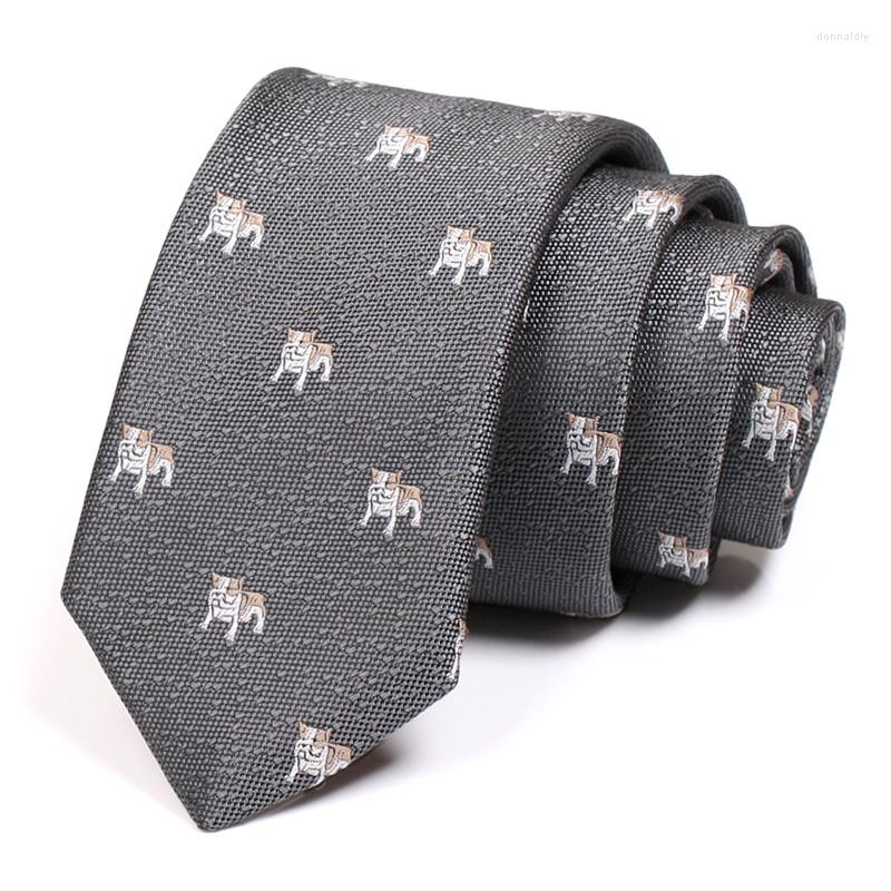 

Bow Ties 2022 Brand Men's Grey 6CM Tie Animal Dog Print For Men Business Suit Work Neck High Quality Fashion Formal Necktie