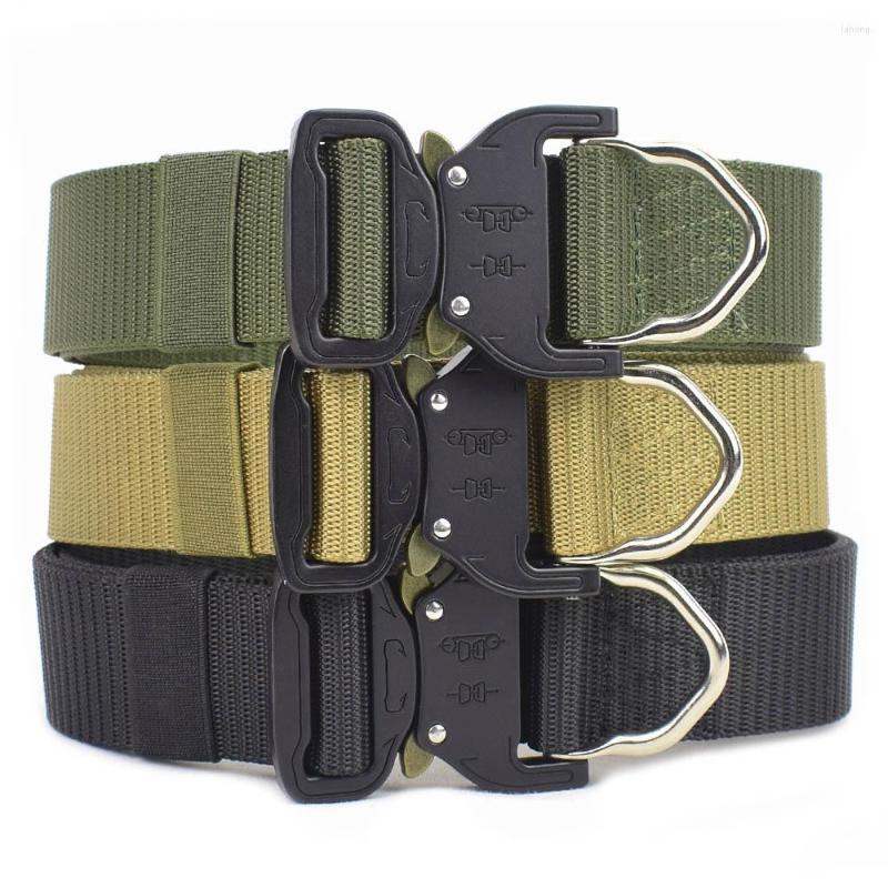 

Waist Support Nylon Tactical Belt Military Army Combat Belts Men Outdoor Survival Hunting Accessories Training Metal Buckle, Bk