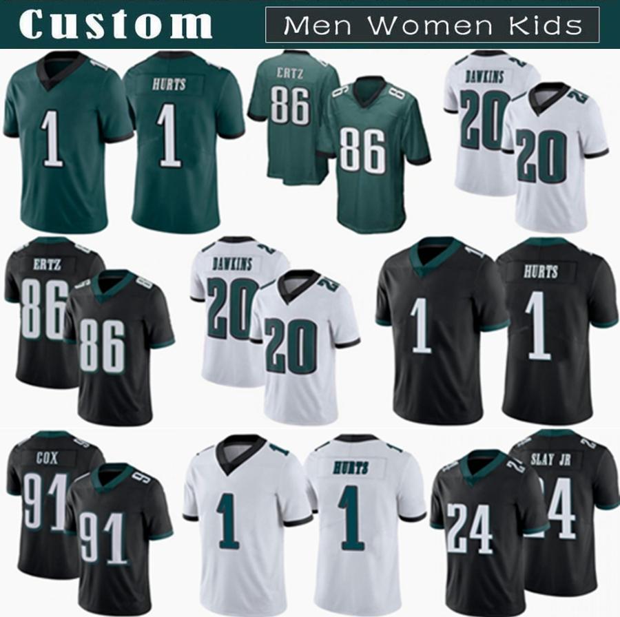 

College wear 1 Jalen Hurts 18 Reagor 6 DeVonta Smith Custom Men Women Kids Football Jerseys 26 Miles Sanders 91 Fletcher Cox 86 Zach Ertz 62, Shown