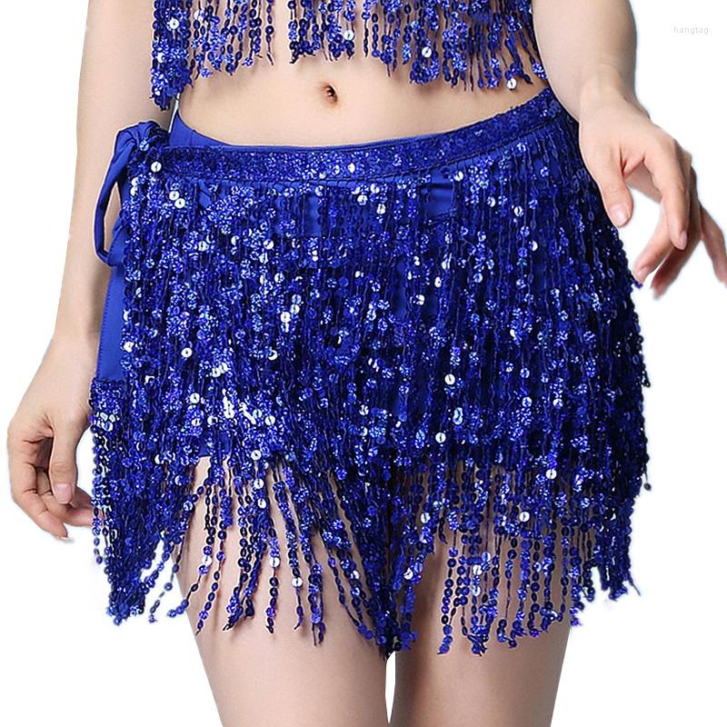 

Stage Wear 17 Colors Women Bellydance Clothing Accessories Tassel Belts 4 Rows Strips Rectangle Belly Dance Hip Scarf Sequins Fringes Belt, Black