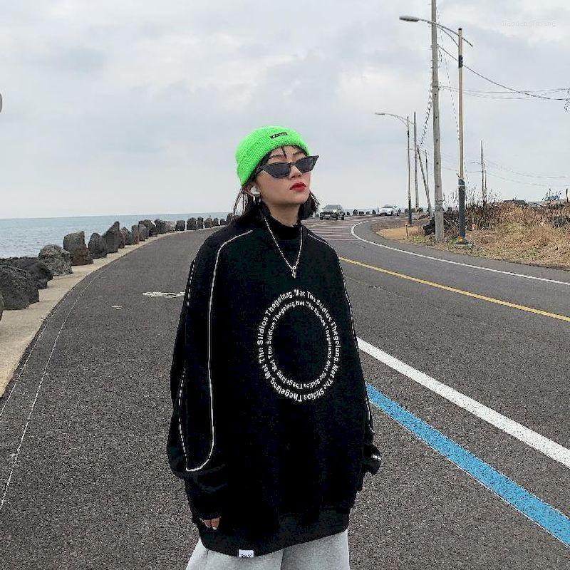 

Women's Hoodies Oversized Hoodie Men Women Pullover Sweatshirt Letter Ring Printed Black Spring Autumn Casual Hip Hop O-neck Women's Top
