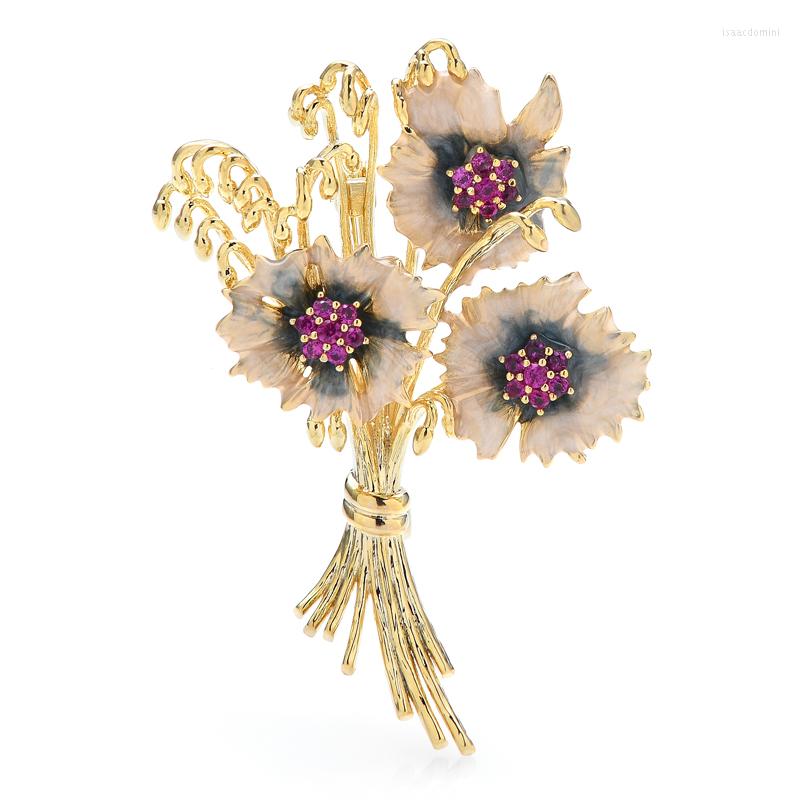 

Brooches Wuli&baby Top Quality Enamel Sunflower For Women Men Cubic Zirconia Flower Office Party Brooch Pin Gifts