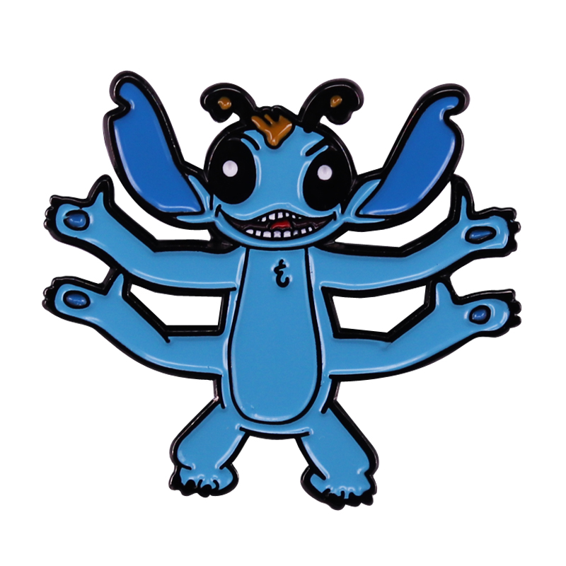 

Cute Cartoon Bee Blue Stiitch Brooch Badge Accessories pins, As picture