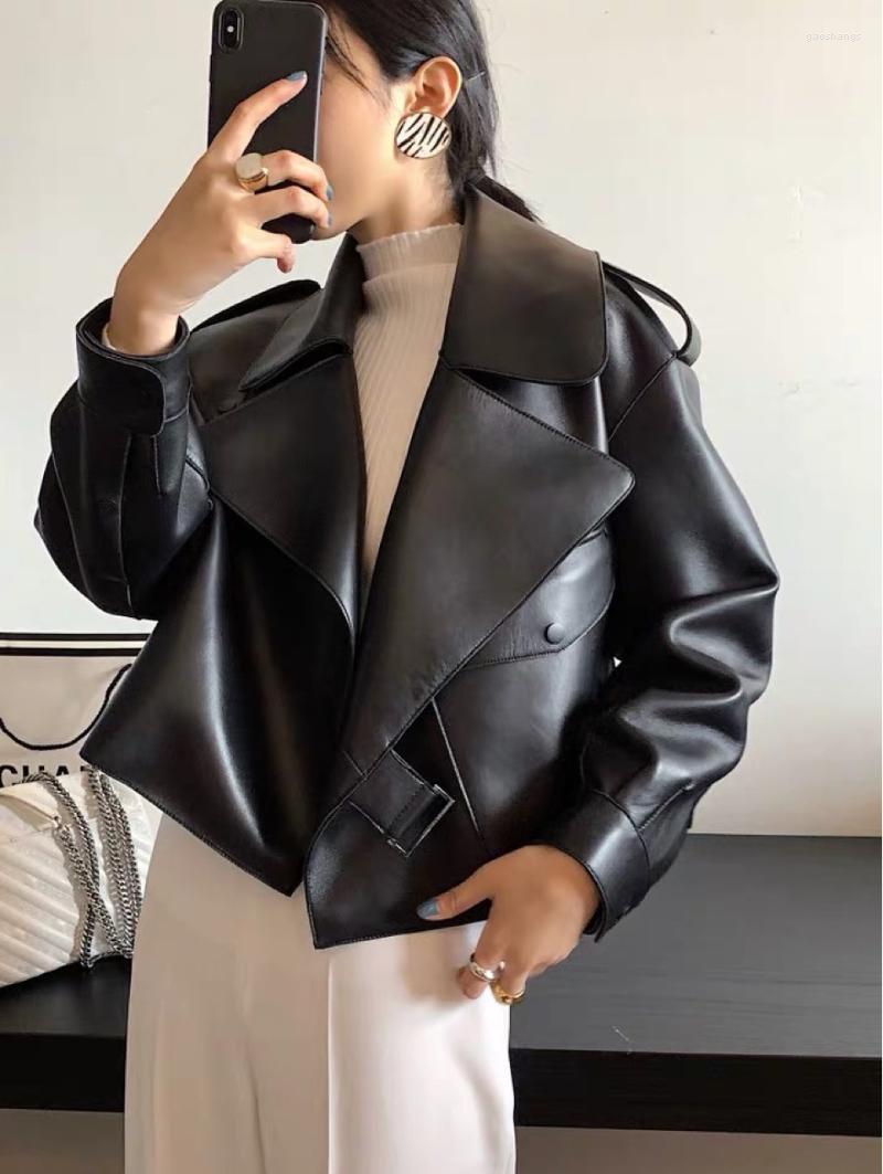 

Women's Leather Female Brief Paragraph In The Spring Of 2022 Red Jacket Tall Waist Oversize Loose Network Women's & Faux