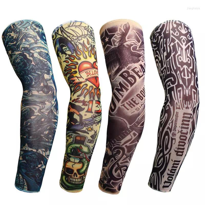 

Knee Pads Arm Sleeves Fake Temporary Tattoo Sleeve Full Sunscreen Slip Running Sun UV Protection Hand Cover, 12