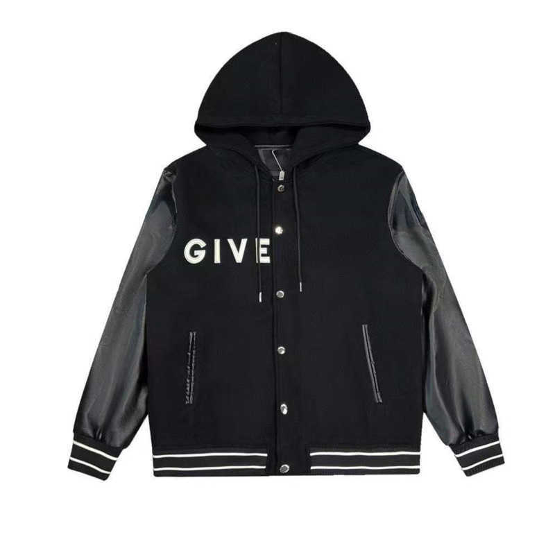 

22ss Mens Jacket Designer Hoodie Embroidery Hooded Baseball Jackets Wool Leather Splice Zip Cardigan Coat men women Hip Hop Sportswear, Jacket3