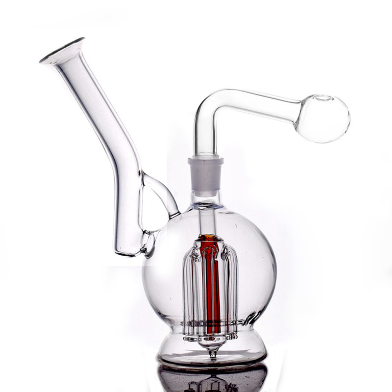 

High Quality Glass Oil Burner Bongs Hookahs 6 Arm Tree Honeycomb Perc 14mm Joint Ashcatcher Bong Heady Recycler Dab Rigs with Banger Oil Nail Cheapest 1pcs