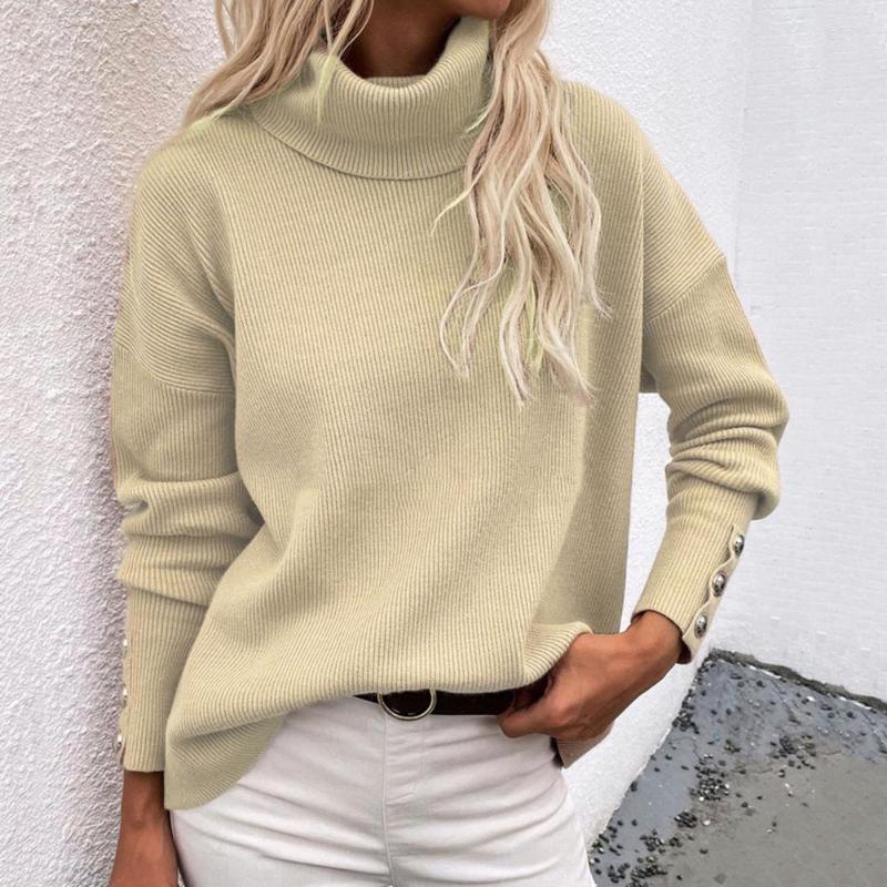 

Women' Sweaters Top Simple Solid Color Women Knitwear Autumn Winter Knitted Pullover Thicken For Office, Black