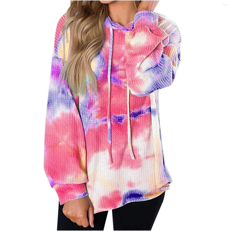 

Women' Sweaters Tie Dye Print Hoodies For Women Autumn Drawstring Hood Sweatshirts Long Sleeve Casual Streetwear Chalecos Para Mujer, Green