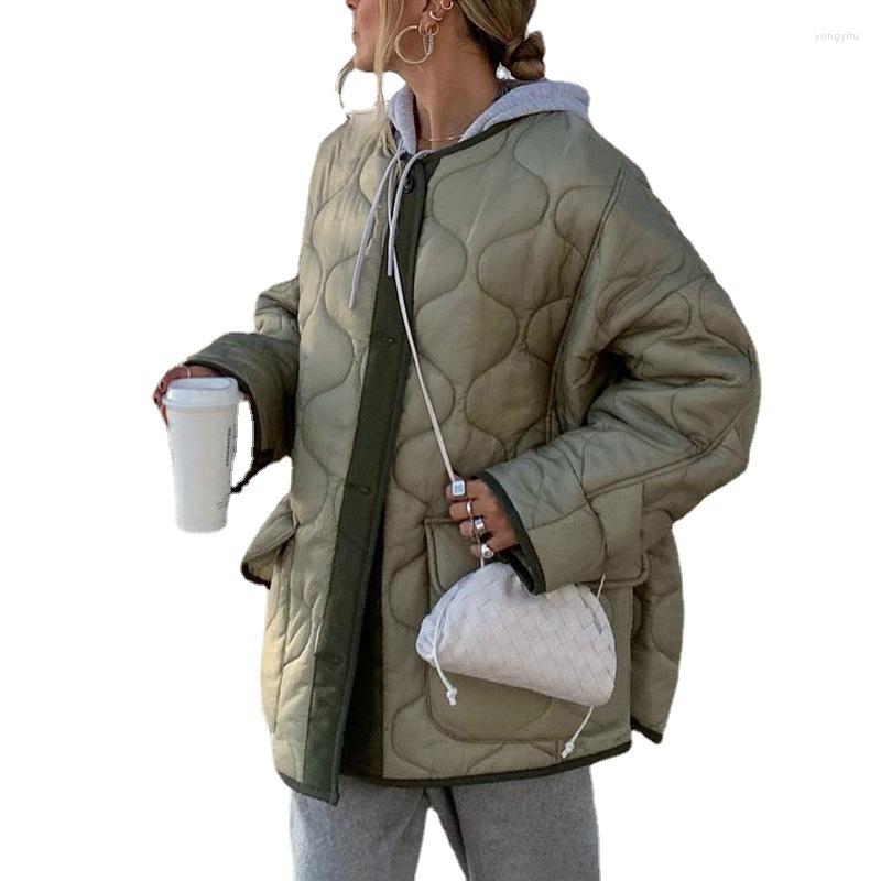 

Women' Trench Coats 2022 Autumn Winter Coat Women Outwear Trend Jacket Long Parkas Casual Fashion Female High Quality Warm Thin Cotton, Green