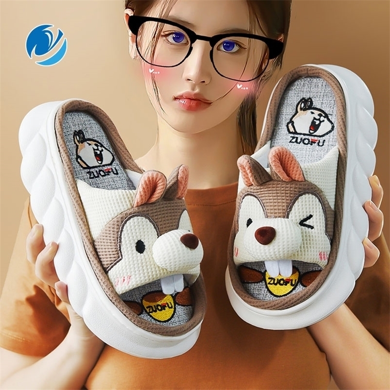 

Slippers Mo Dou All Senson Designer Cute Cartoon Lovely Animals Bedroom Cotton Home Shoes Indoor Thick Sole Couples Men Women 220930, Pink shark