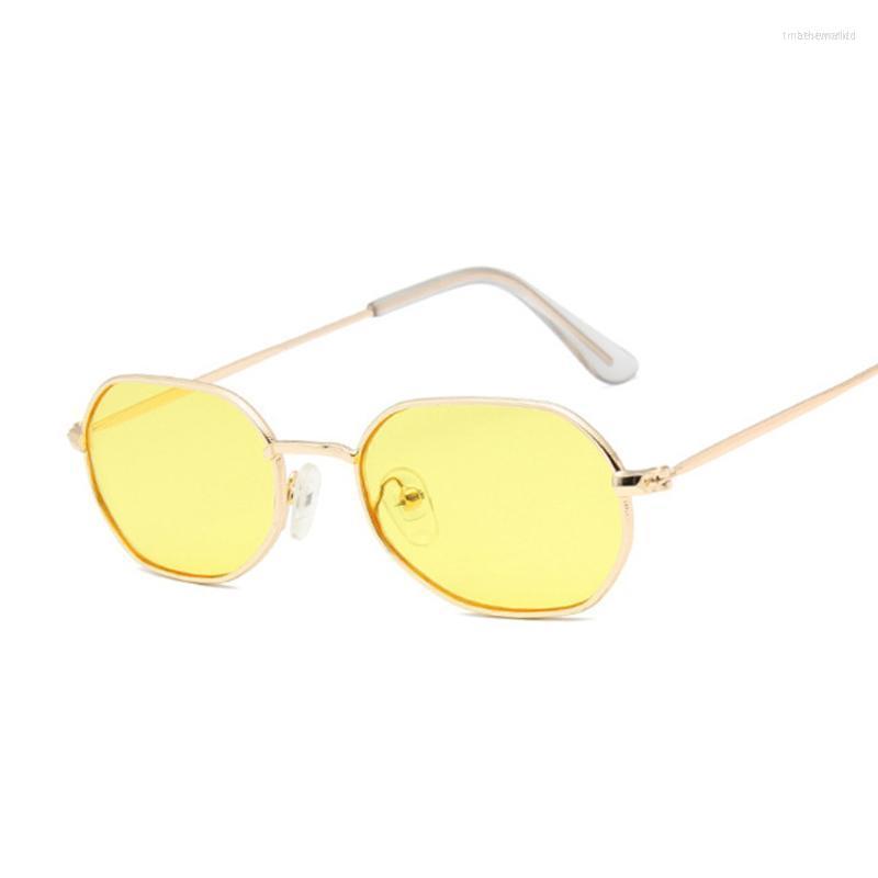 

Sunglasses Vintage Oval Woman Brand Designer Small Frame Sun Glasses Female Ocean Mirror Polygon Colorful Oculos De SolSunglasses
