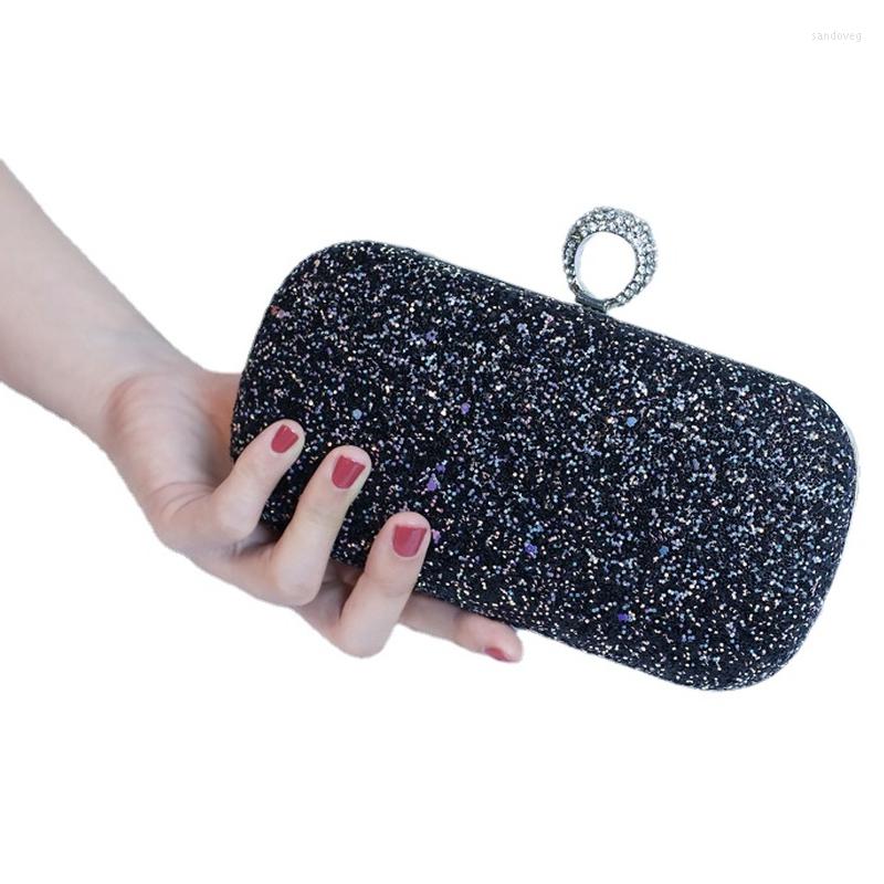 

Evening Bags Sequined Dinner Bag All-Match Earrings Clutch Women's Banquet Party Purses And Handbags Crossbody For Women, Black