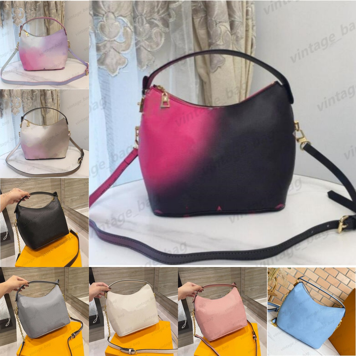 

Marshmallow hobo PM bag Sunrise Pastel sunset kaki Midnight fuchsia gradient Cross body Shoulder Totes Spring in the city handbag S-lock Purse M45697 M46080 M59861