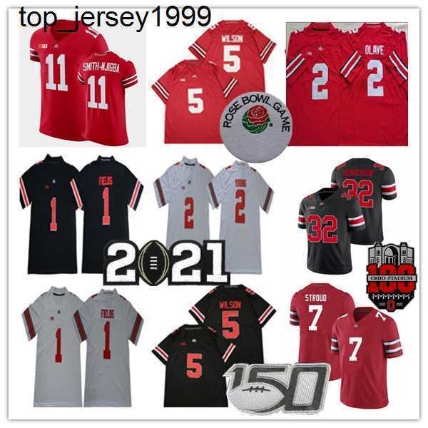 

2022 College Ohio State Buckeyes OSU Football Jersey C J Stroud Chris Olave Garrett Wilson TreVeyon Henderson Jaxon Smith-Njigba Teague III, As pic